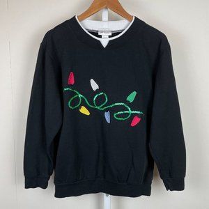 Vintage CW Classics Christmas Crewneck Sweatshirt Embroidered Sequin‎ Size Large